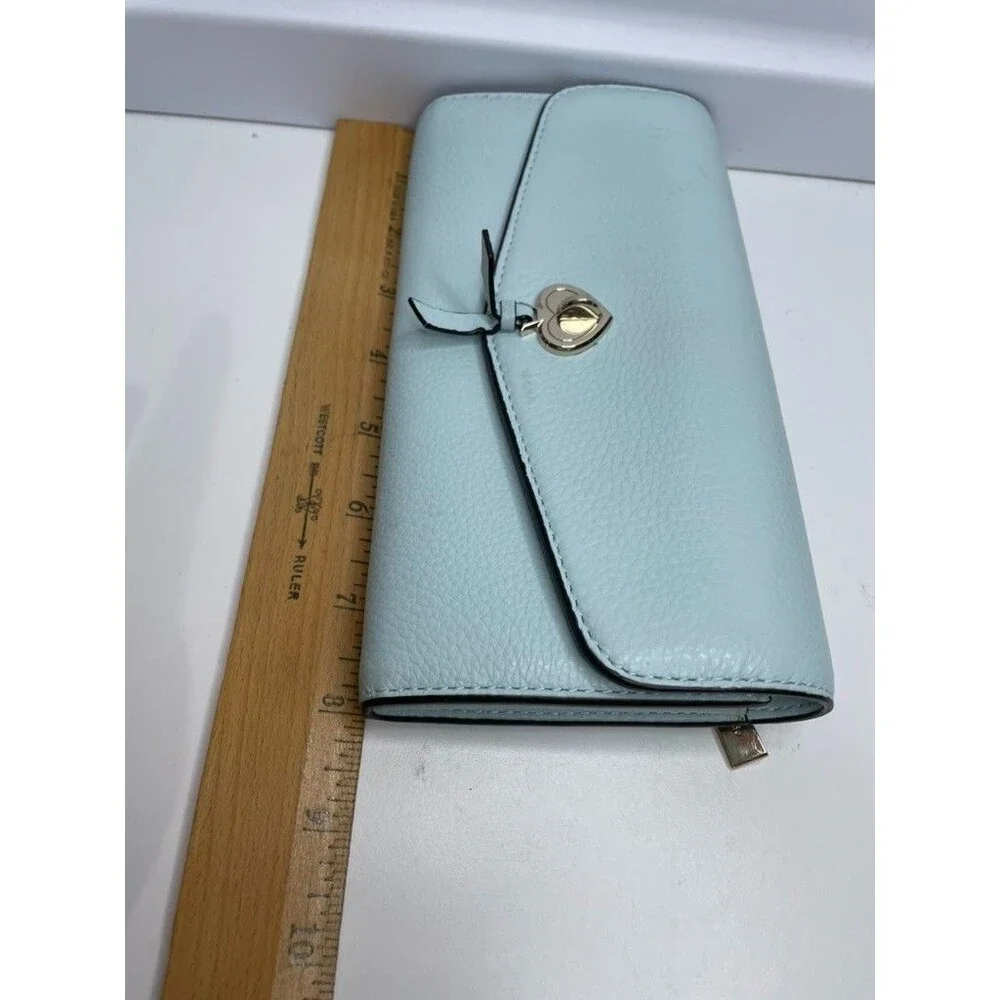 Kate Spade Marti Large Slim Flap Leather Wallet Blue Glow Gold Hardware